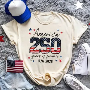 America 250 Years Shirt, USA 250th Anniversary Shirt, Vintage American Flag Graphic Tee, Patriotic USA Flag Tee Patriotic 1776-2026 Apparel, 4th of July Independence Day Gift, Casual Summer Top