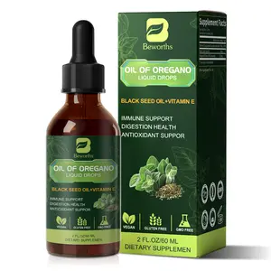 Oil of Oregano Drops with Black Seed Oil + Vitamin E, Immune & Digestive Support, Vegan Formula, 2oz