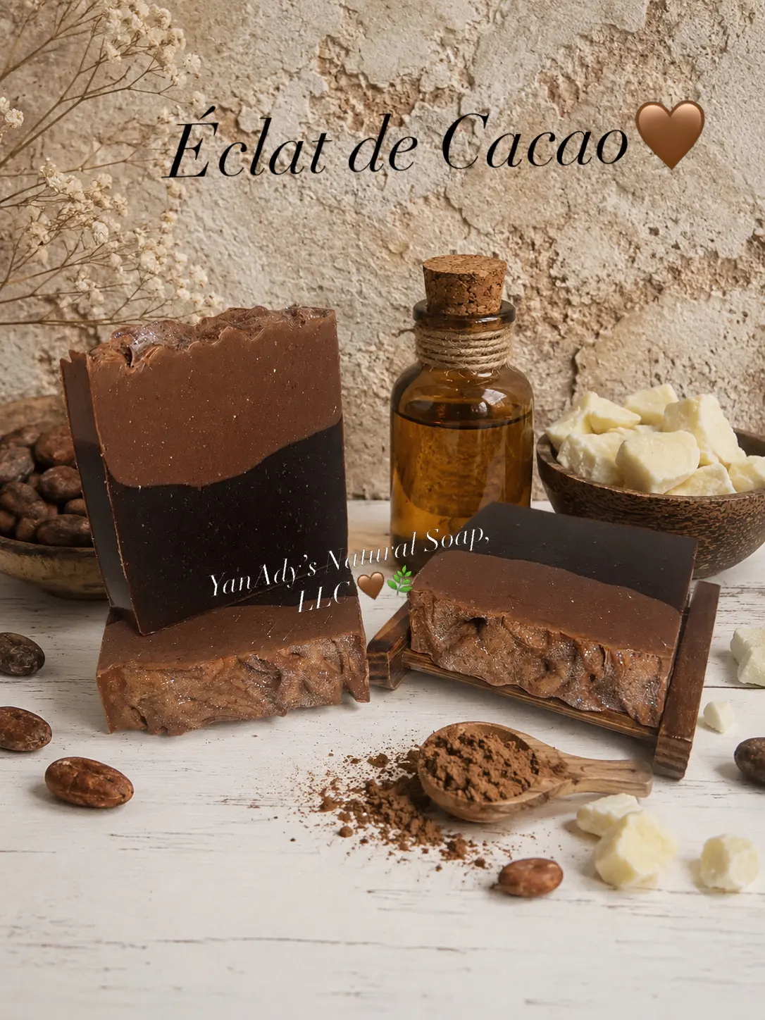 Premium Cocoa Butter Soap Bar - Handmade Cold Process Bath Soap, 3.6oz Beauty & Personal Care Cleanser