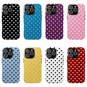 Vintage Polka Dot Phone Case Compatible with iPhone 17 16 15 Pro Max and Samsung Galaxy S25 S24 Ultra, Cute Aesthetic Trendy Shockproof Protective Cover
