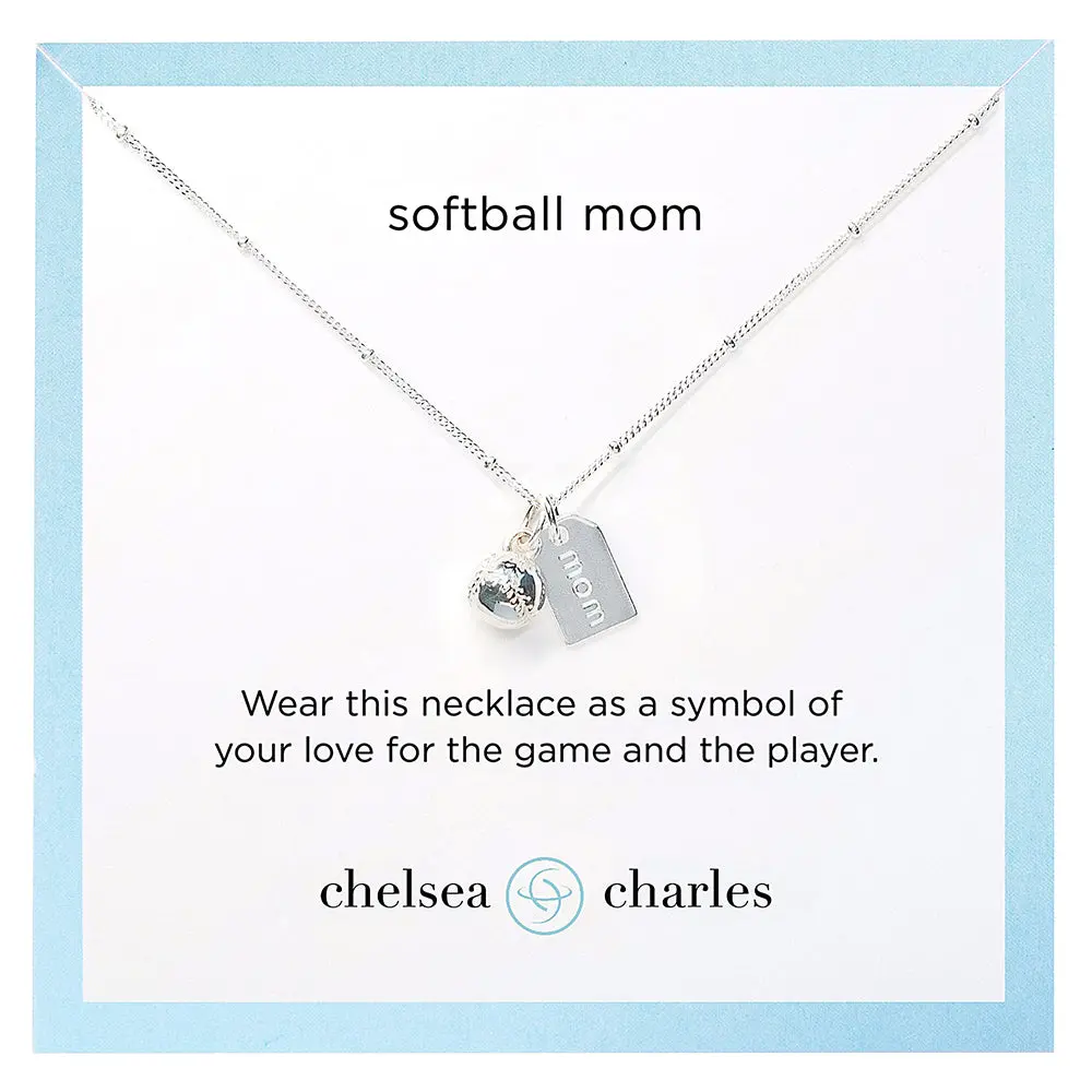 CC Sport Softball Mom Double Charm Necklace