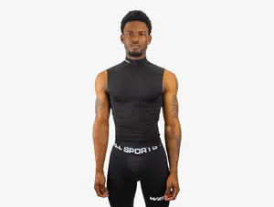 We Ball Sports Men's Dry Fit Compression Turtle Neck Tank Top, Black Fitness Vest for Gym & Yoga Activewear, Compression Tank Top