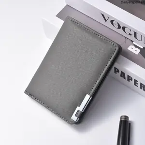 Men's Slim Cross-Pattern Short Wallet, Luxury Multi-Slot Business Card Holder, Men's Accessories, Mens Gifts