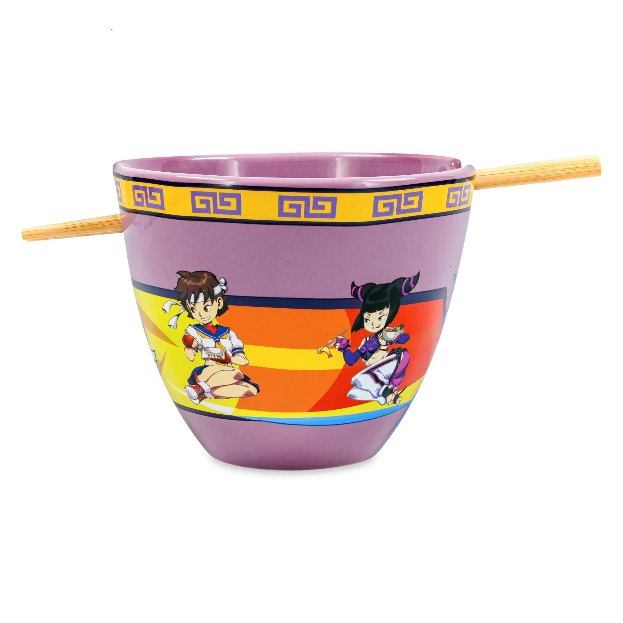 Official SF License Street Fighter Lethal Ladies Wooden Ramen Bowl and Chopsticks Set, Playful Kitchenware Tableware Set