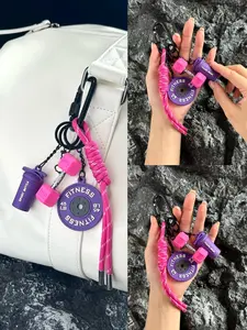 Miu Series Creative Design Cute Contrast Color Sports Style Bag Pendant, Fitness Exercise Accessories, Summer Fashion Savior Keychain, Fitness Series Barbell Dumbbell Plate Water Cup Pendant, Backpack Pendant, Jewelry Keychain, Keychain for bags
