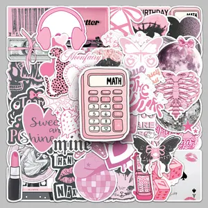 50pcs Sweet Pink Style cute cartoon small fresh creative sticker water cup laptop phone case stationery sticker