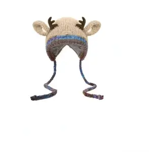 Carnival-style Christmas reindeer antler hat -aknitted earflap hat, windproof and warm, suitable forthe whole family. Suitable for adults and children, nohead circumference restriction. Cute reindeer antlerknitted hat with earflaps.