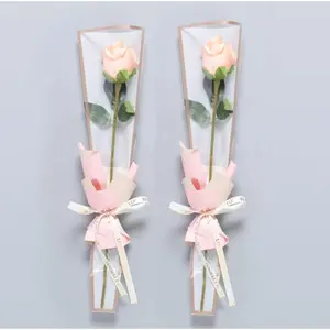 100 count Clear  Edge Rose Packaging Bag Single Rose Packaging Bag,  Floral Wrapping Paper (White)