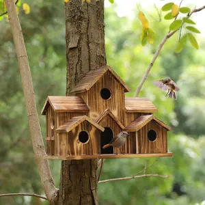 Wooden Squirrel Feeder, 1 Set Durable Box Easy To Fill with Removable Front Panel, Squirrel Feeders for Outside Winter, Chipmunk Feeder for Corn, Peanuts, Hanging Feeder