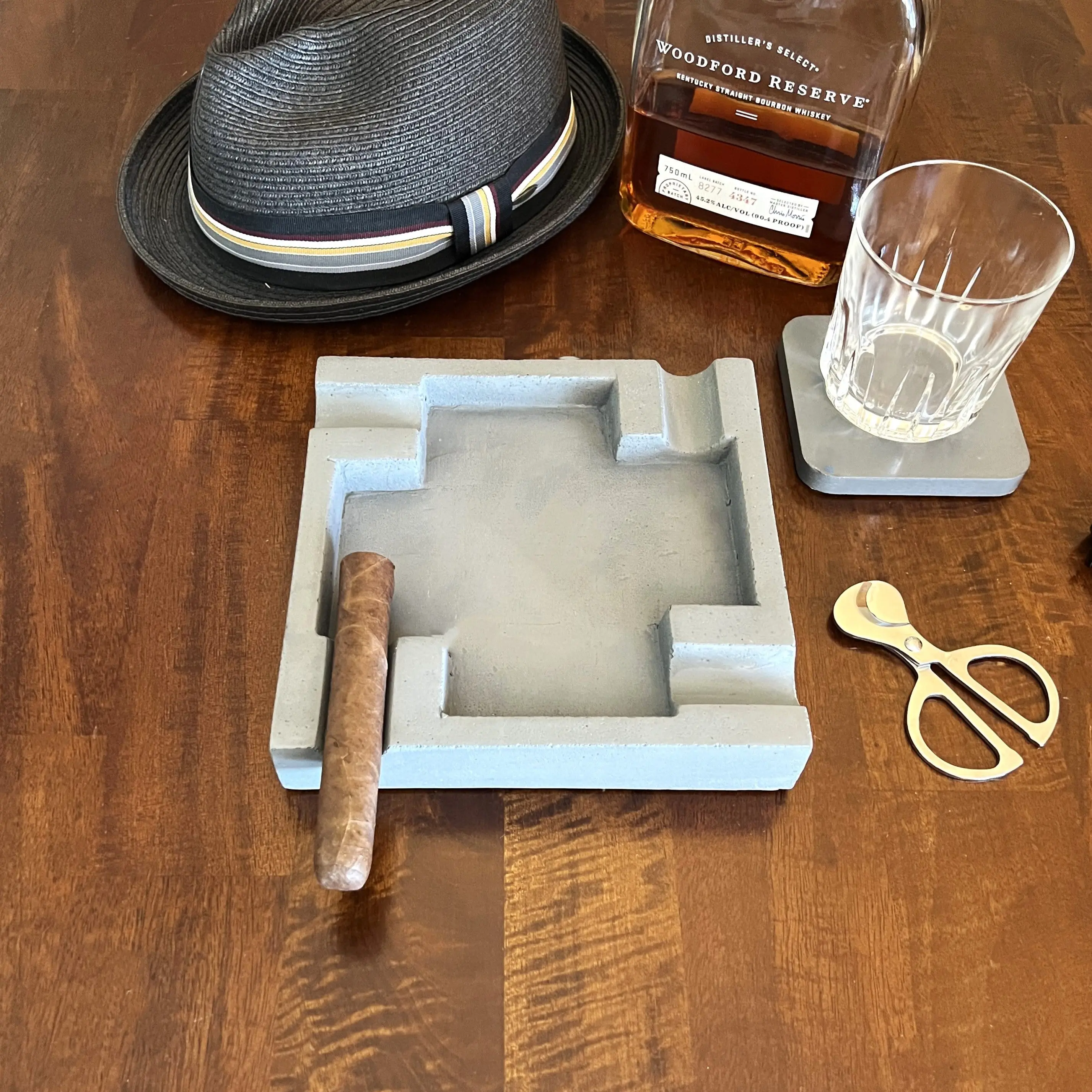 Gray Large Concrete Cigar Ashtray