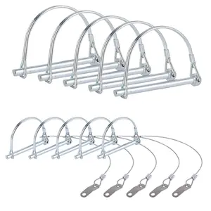10 count Trailer Hitch Pins, 2 Styles Q195/Spring Steel Safety Coupler Locking Pin for  Hitches Farm & Lawn Equipment Towing Use Easy to Release