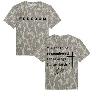 Freedom Mossy Oak Bottomland Camouflage T-Shirt – Inspirational Faith & Courage Cross Graphic Tee for Men & Women, Fanmade Design, Gift For Men