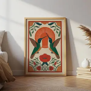 Scandinavian Artistic Hummingbird Photo Wall Art Print - Eco-Friendly Sustainable Colorful Style Home Aesthetic Sweet Home Decor Poster