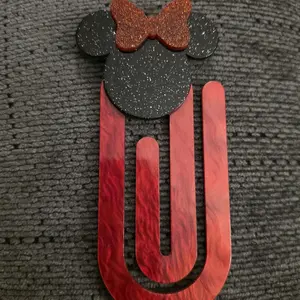 Acrylic Mouse Bookmark - Red Bow Design, Durable Material, Ideal for Book Lovers