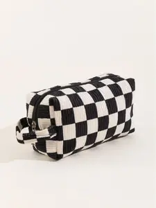 Plaid Pattern Makeup Bag, Casual Zipper Makeup Organizer Pouch, Versatile Cosmetic Storage Bag for Travel & Daily Use