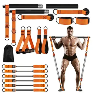 Pilates Bar Kit with Resistance Bands, Heavy Exercise Bands, Fitness Bands, Pilates Equipment, Multifunctional Pilates Bar for Women & Men, Pilates kit for Hip, Back, Arm, Full-Body Workouts, Home Gym Strength Training Equipment