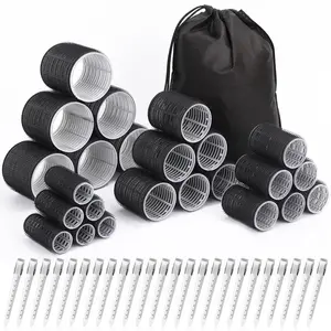 Hair Curlers Set with 24 Rollers (6 Jumbo, 6 Large, 6 Medium, 6 Small) and 24 Clips for All Hair Lengths