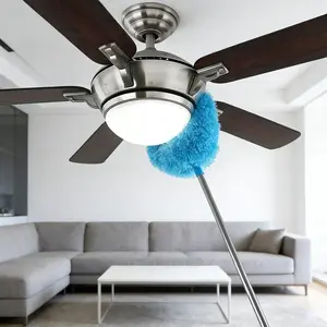 Ceiling Fan Dust Collector with retractable lockable brush heads, detachable feather duster for home cleaning tasks, designed for ceiling fan cleaning and glass cleaning, fits daily cleaning routines and popular cleaning hacks in bedrooms and kitchens