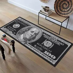 Hundred Dollar Bill Rug, Trendy Wealth Symbol Bedside Mat, Non-Slip Hallway Entry Mat, Living Room Tea Table Decorative Plush Blanket, Floor Mat