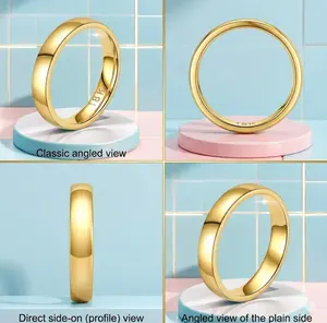 18K gold wedding ring, 5mm thick band, semi-circular shape, comfortable design suitable for both men and women