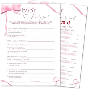 Bow  Shower  Cards, Funny  Shower  Party Activities Supplies for 30 Guest,  Shower  for Girl -  Family Feud -p04