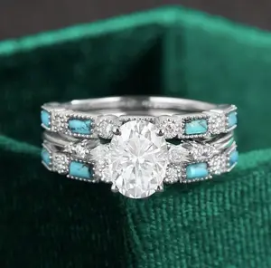3PCS Set Classic Fashion Luxury Square Stacked Synthetic Ring Square 3-Piece Set Ring Jewelry Promise Eternal Engagement Wedding Ring Anniversary Gift