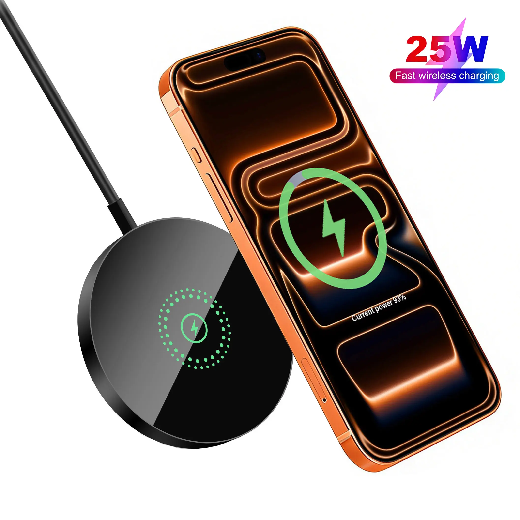25W Fast Wireless Charger, Magnetic Wireless Charging Pad for Apple, Fast Charging Station for iPhone 17 Pro Max/16/15/14/13/12 Series