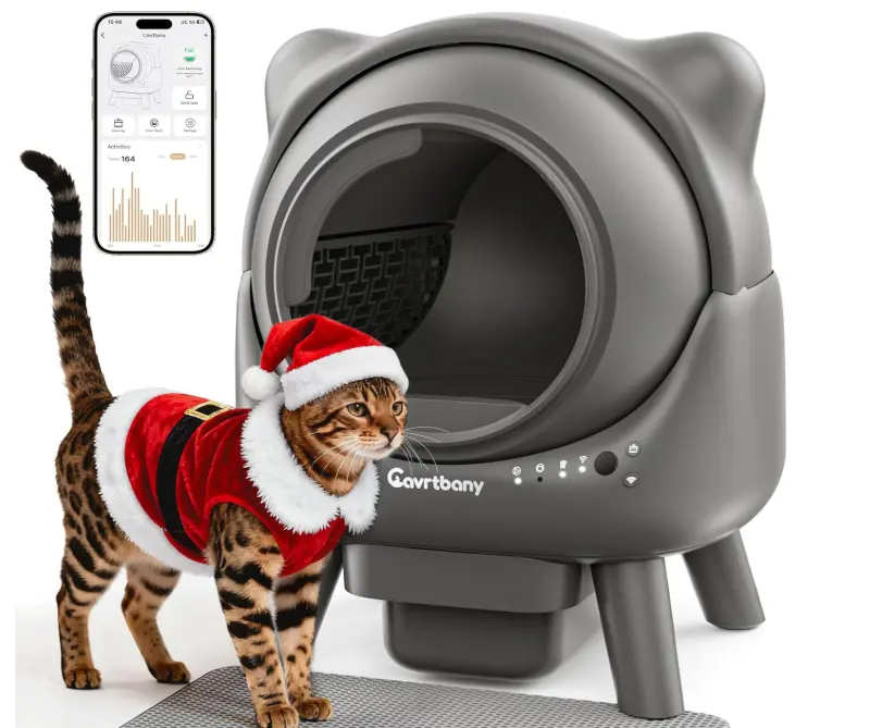 Cavrtbany Automatic Litter Box, Self Cleaning Litter Box, Cat Litter Box for Multiple Cats, Smart Automatic Cat Litter Box，with Smart APP Control and Health Monitoring, Safety Sensors, with Trash Bags, Grey，White & Grey Litterbox #Petlovers #Summervibes