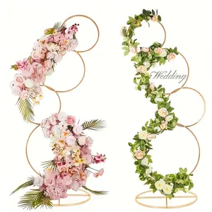 2 Pieces 5ft Round Wedding Arch Flower Bracket, 4 Layer Metal Arch Frame for Party Table Central Decor, Wedding Birthday Party Event Display Background Decor, Holiday Decor
