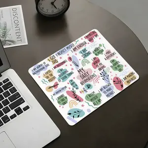 Soft Inspirational Quote Design Square Mouse Pad, Desktop Decorative Protective Pad, Rubber Anti-slip Lockedge Work Pad, Small Size Suitable for Laptop, Desktop Computer Games, Work, Family