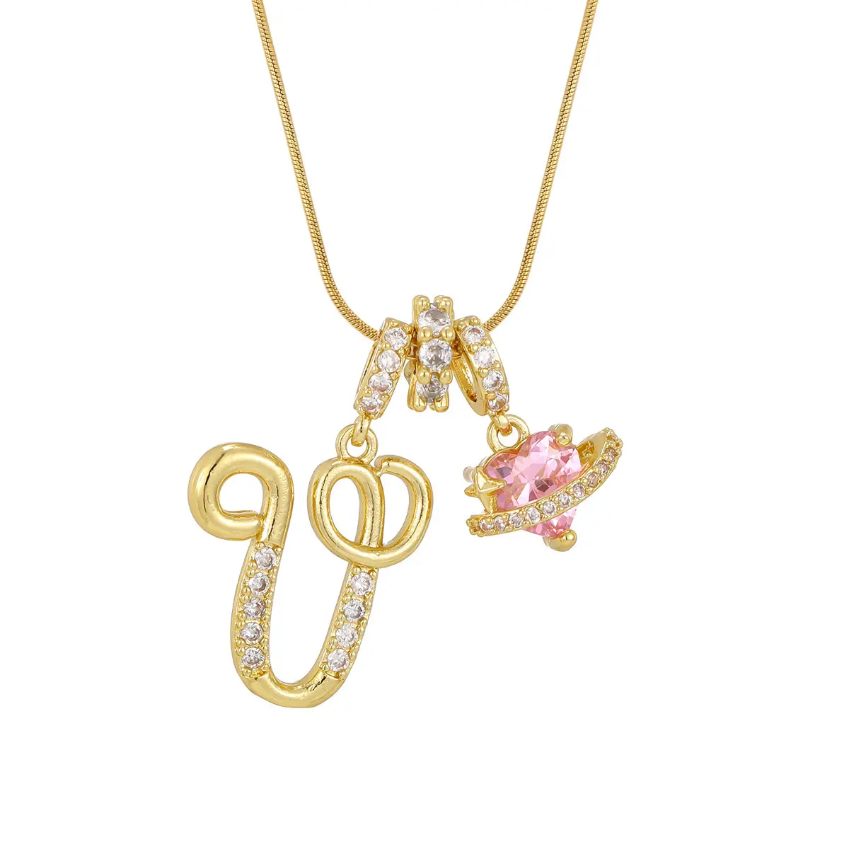 Gold V (Pendant -Snake Bone Chain)