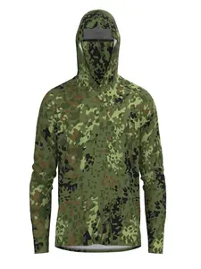 Men's Fishing Hoodie with Face Mask, Camouflage Design, Quick Dry, Lightweight Breathable, Long Sleeve, Casual Style for Outdoor Activities, Athletic Hoodies