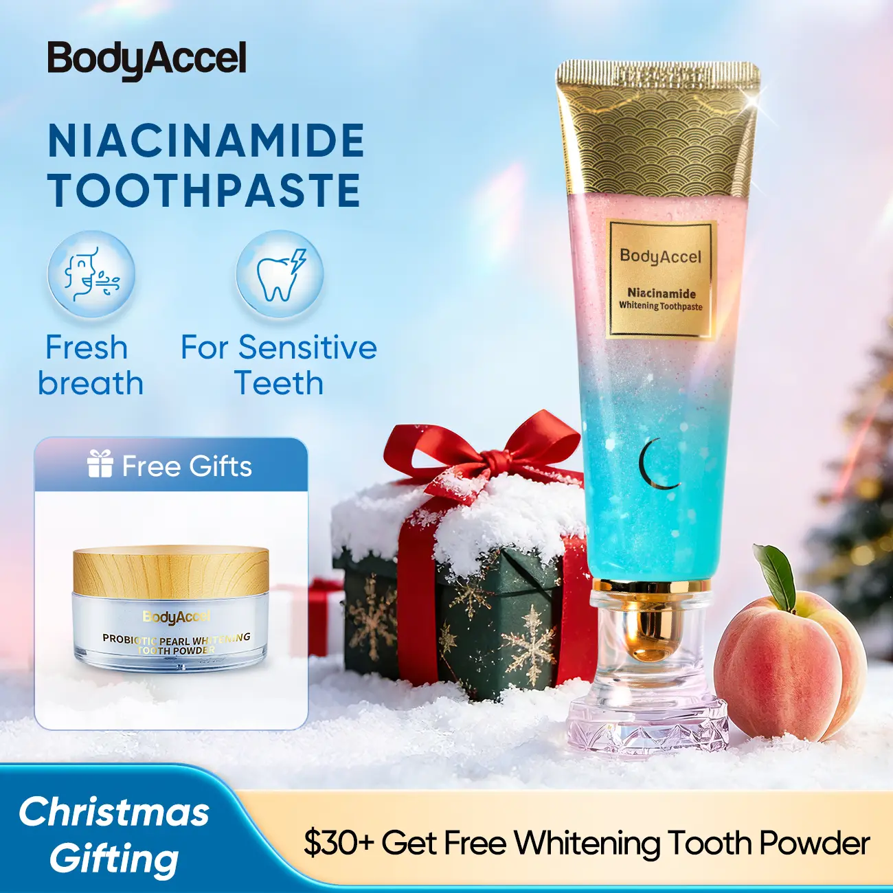 【Hot】BodyAccelProbiotic Whitening Toothpaste, Free of Fluoride, Nicotinamide, Anti plaque, Oral Health Management Teeth Whitening Solution-JZ TikTokShopBlackFriday