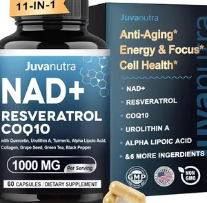 NAD Supplement 11-in-1 Extra Strength – Liposomal NAD with Resveratrol, CoQ10, Urolithin A, ALA & Turmeric – Supports Anti-Aging, Cellular Repair, Energy & Focus – for Women & Men – 60 Capsules