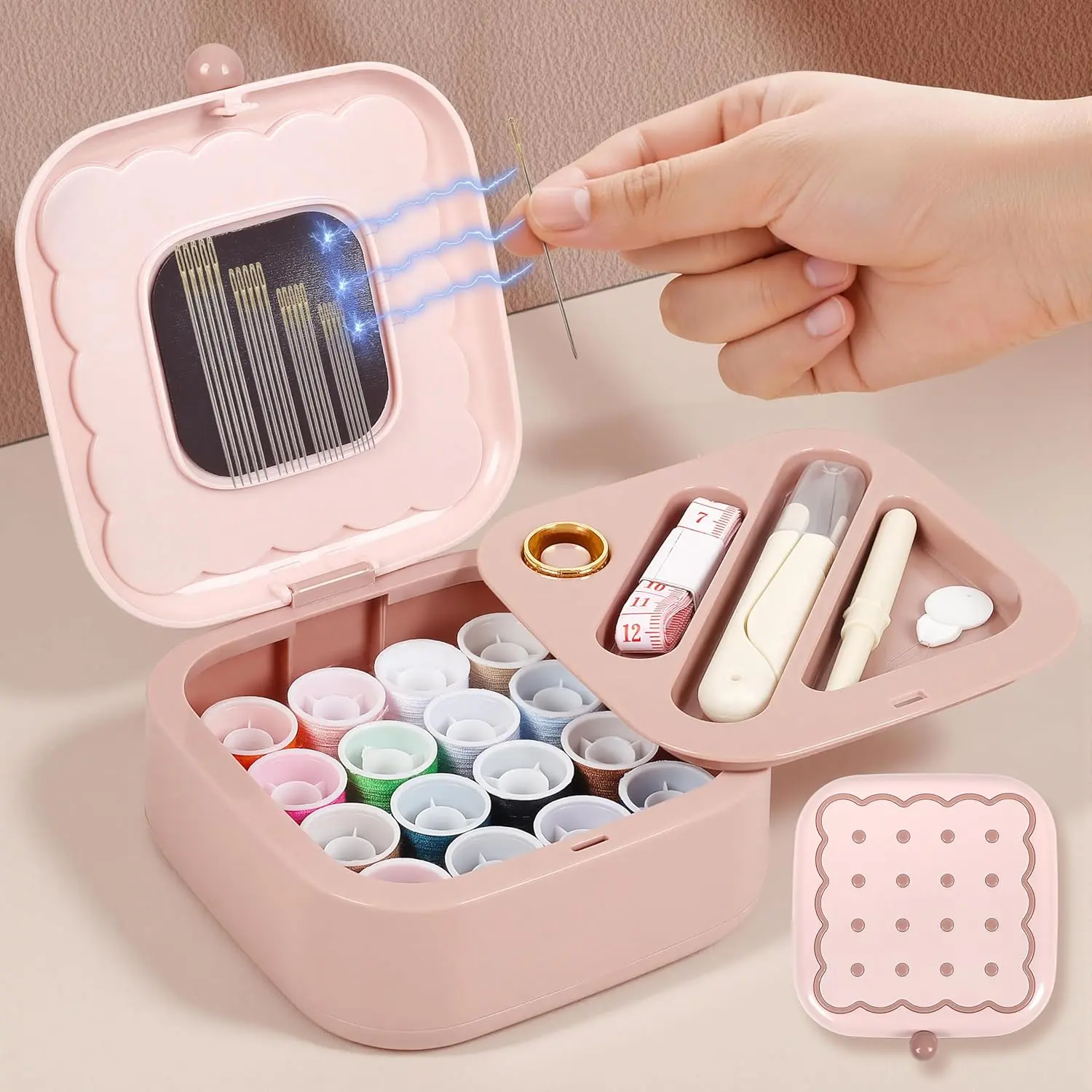 Magnetic Sewing Kit - Portable Travel Tool Kit with Needles, Thread and Supplies for Adults, Beginners