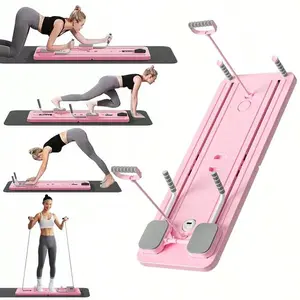 Multi-Functional Ab Exercise Board with FoldableHomePilates Reformer, Knee Mat, Timer, and ResistanceBands forAbdominal & Core Strength Training