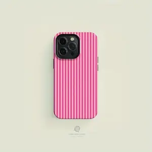 2D Printing Striped Pink on Pink Tough Phone Case for iPhone 16 15 14 13 12 11 Pro Max Case