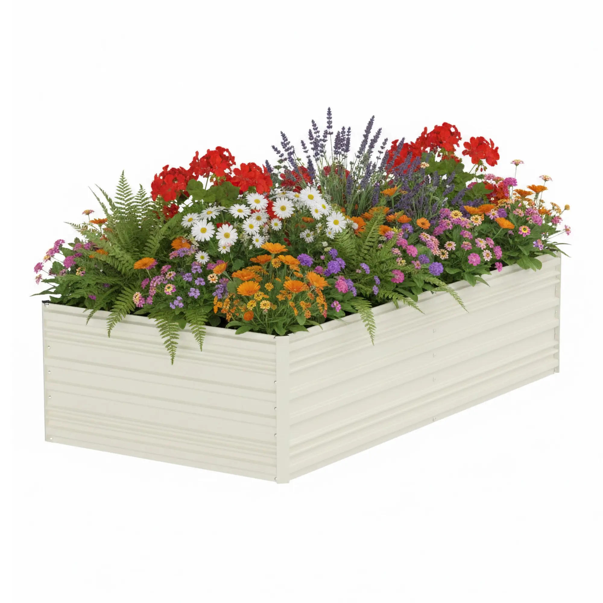 #fathersdaygift WORKPRO Outdoor Galvanized Raised Garden Bed, Rust-Resistant Planter Raised Beds for Vegetable, Flowers, Herbs, White