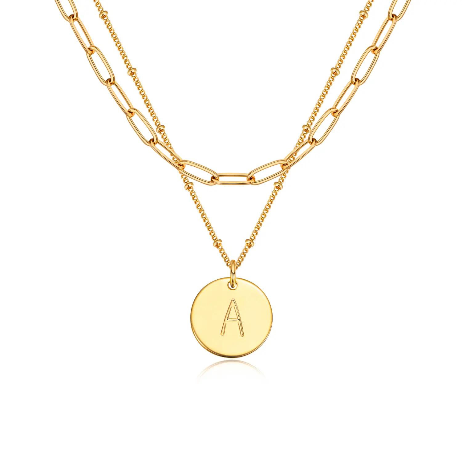 Fettero Personalized Initial Gold-color Necklaces for Women Dainty Layered Necklace with Gold-color necklace Perfect gift initial letter pendant necklace Exquisite Jewelry Gift Gold Rope Chain