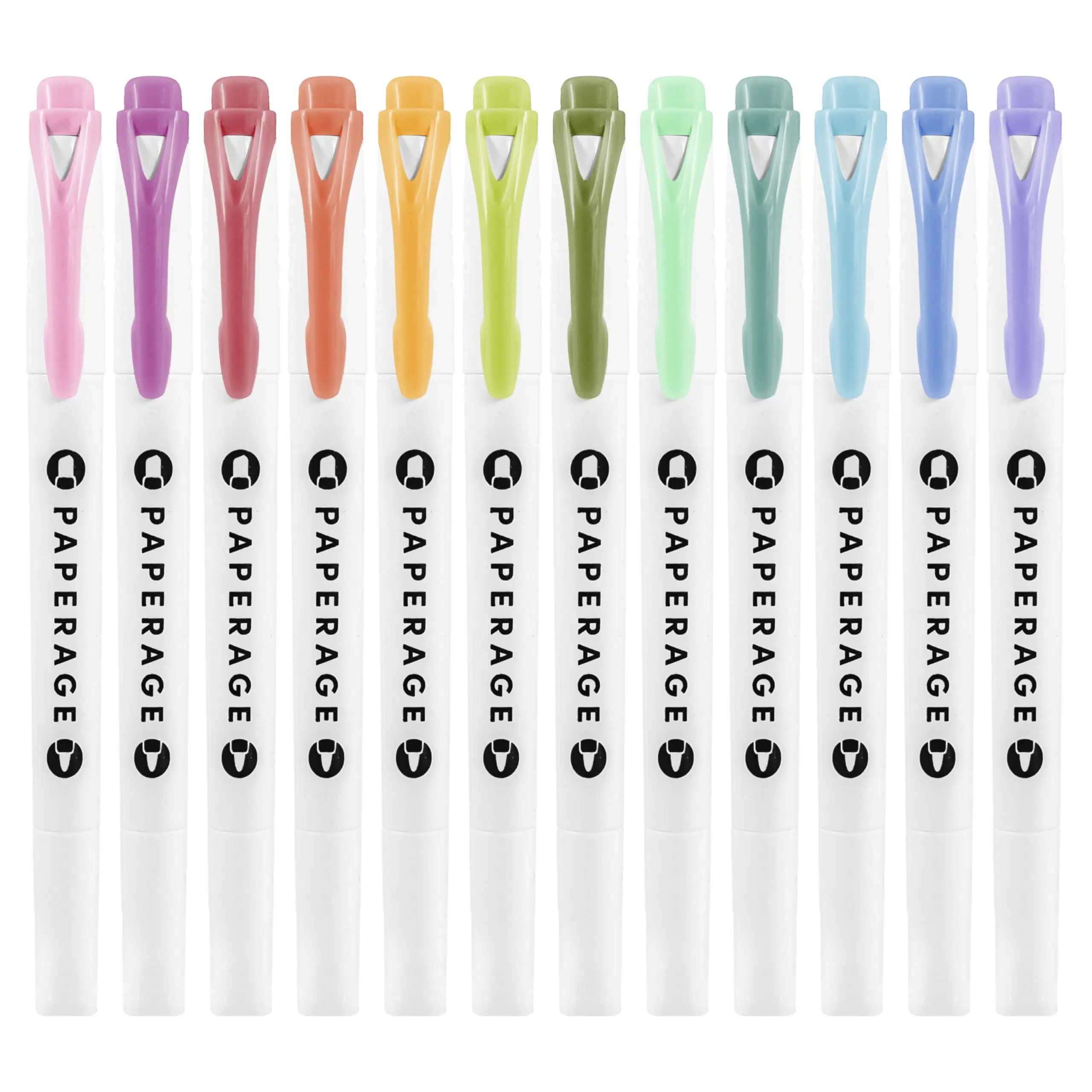 PAPERAGE Pastel Highlighters With Broad & Fine Point Tips, 12 Pack, Assorted Colors, Perfect for Journals, Notebooks and Note Pads