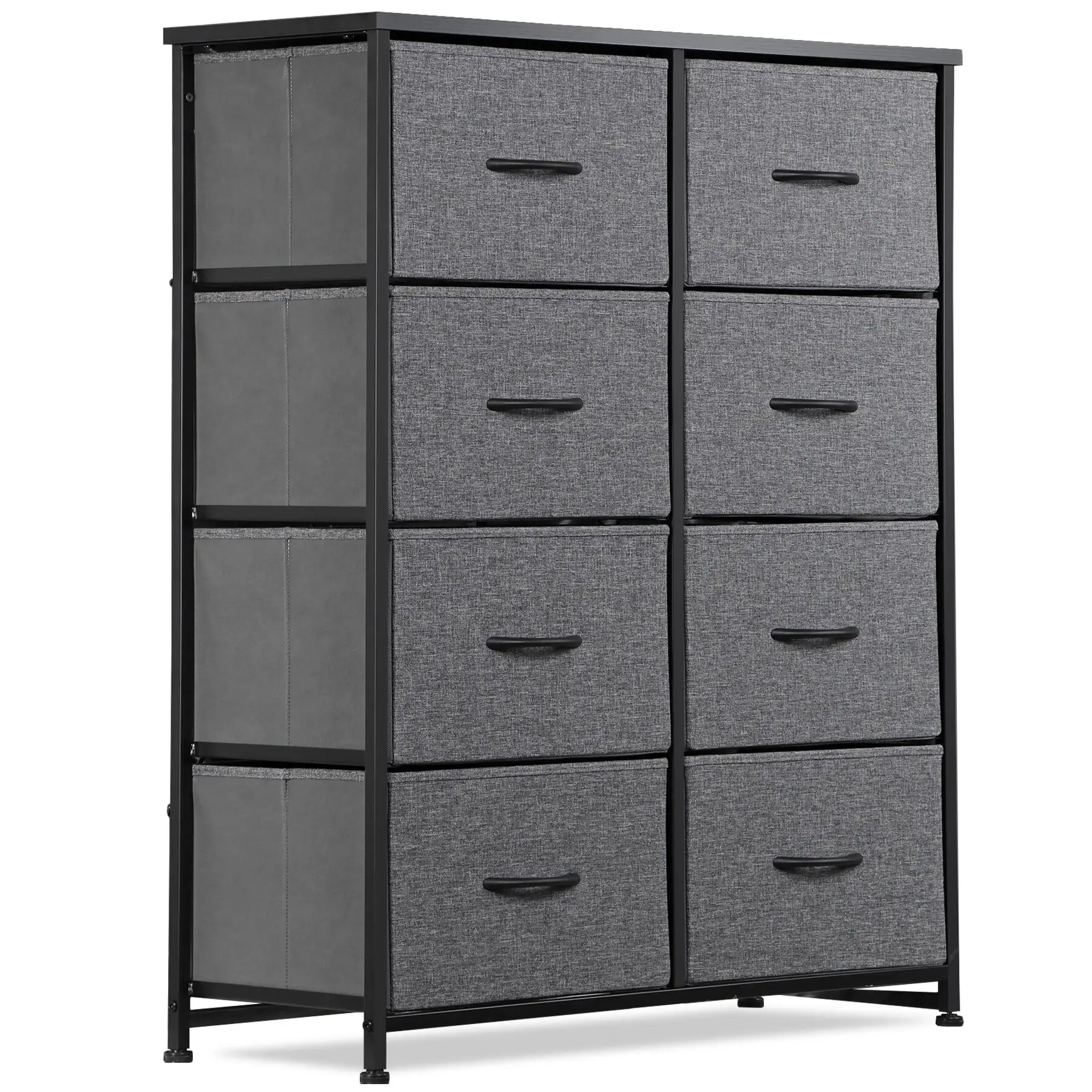 Segawe 8-Drawer Vertical Wood Dresser - Lightweight, Metal Frame, Removable Compartments, Easy Setup, Modern Storage Cupboard for Bedroom, Dark Gray, Drawers for Bedroom