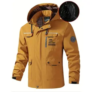 Men's autumn hooded jacket with detachable hat, multi pocket workwear jacket, waterproof and wear-resistant outdoor hiking jacket, high-end outdoor clothingRAIMENTRY