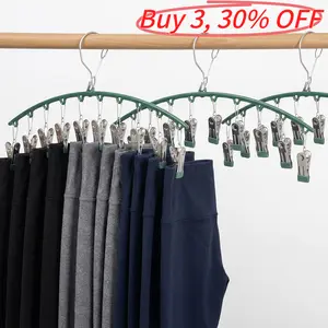 3 Pack  Stainless Steel  Legging Organizers with Clips for Closet - Space Saving Hangers for Leggings, Pants, and Accessories drawer