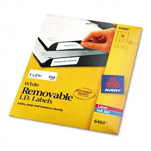 Avery Self-Adhesive Removable Laser I.D. Labels 1 x 2-5/8 White 750 per Pack