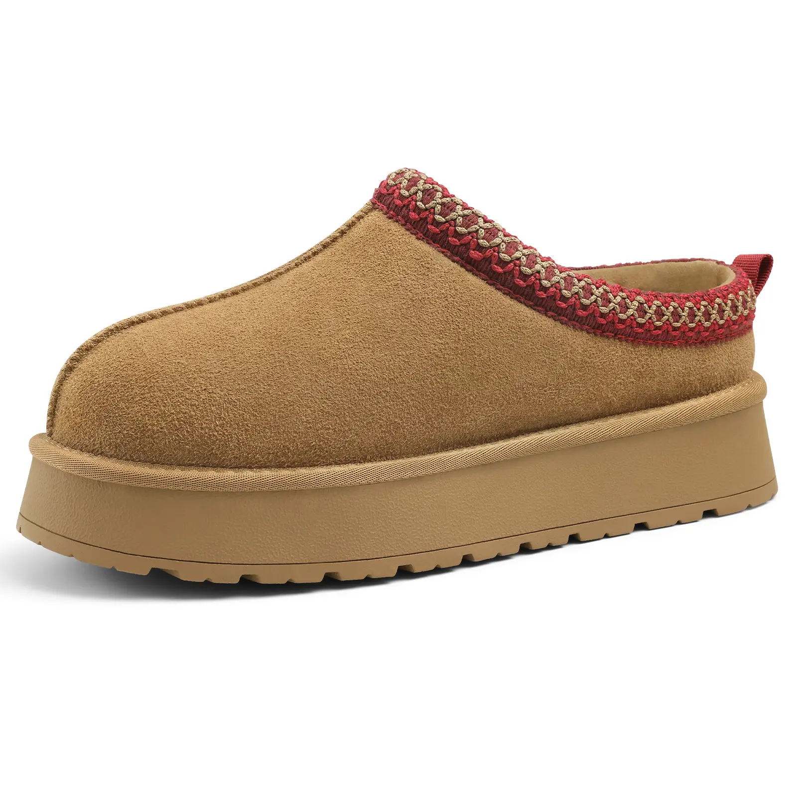KIDMI Genuine Suede Fuzzy Slippers for Women Classic Braided Mini Boots Winter Warm House Shoes Indoor Outdoor Slip On Fuzzly Slippers with Fluffy Fur Lining Short Ankle Boots Footwear