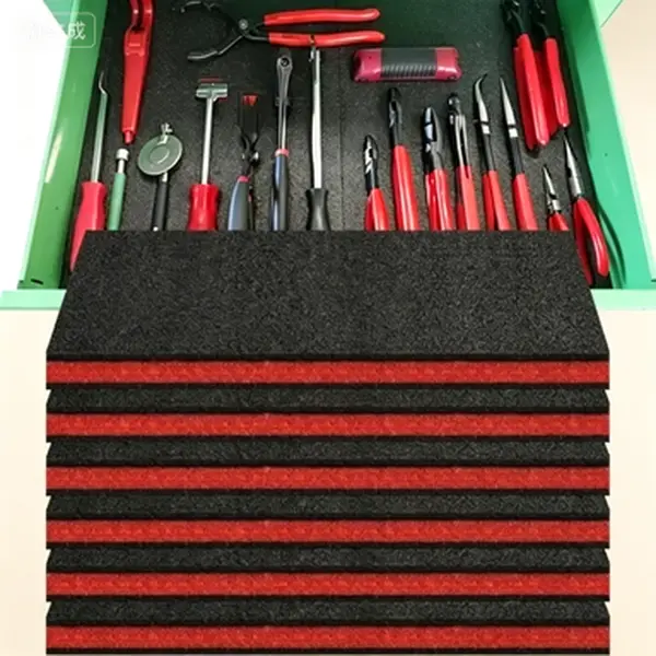 Customizable Tool Box Foam Inserts (6 Pack, 18x12x1"), Polyethylene Cuttable Shadow Foam Case Liners, Kaizen-Style Reusable No-Glue Tool Organizer Sheets (Red & Black), Storage Organizer, 6 Pcs Foam