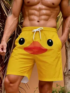 men's shorts Duck Face Print Yellow Swim Shorts 3D full-width printing sports and leisure spring and summer vacation beach pocket digital four seasons comfortable riding Swimwear Shorts Trunks