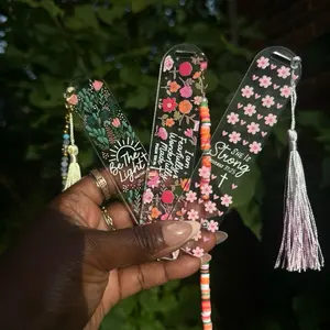Faith Based Bookmarks With Tassels & Charms - Inspirational Quotes & Floral Designs - Be The Light, Be Strong, Psalm 139:14