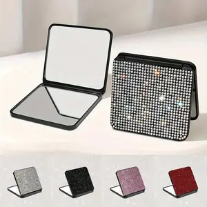 Sparkly Diamond Double-Sided Foldable Lipstick Mirror - Square Pocket Mirror for On-the-Go Touch-Ups, Portable Compact Mirror for Purses, Travel Hand Mirrors, Multi-Color Diamond Options, Affordable Makeup Tool, Christmas Gift for Women