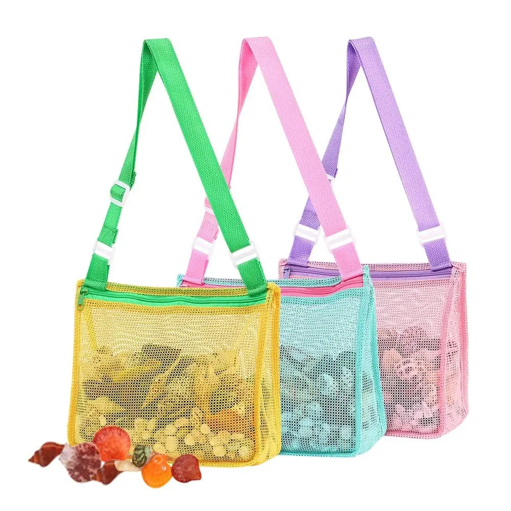 Random Color Beach Mesh Bag Organiser, 1 Count Shell Storage Bag, Mesh Bag for Sand Toys, Beach Bag Storage Net Bag, Seashell Collecting Sand Bags, Children Beach Toy Storage Bag, Beach Accessories, Organizer Bags